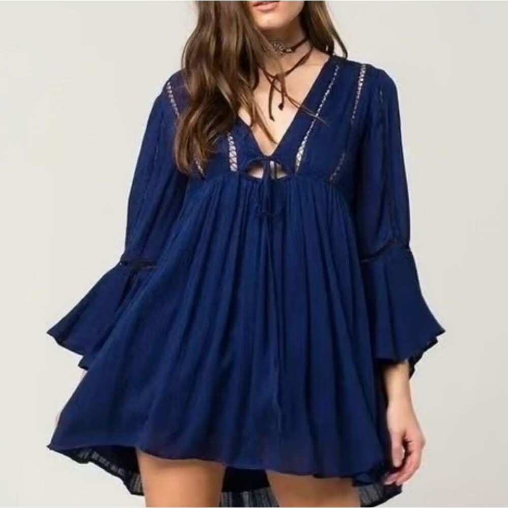 Free People Romeo Mini Blue Dress Size XS Boho Tunic